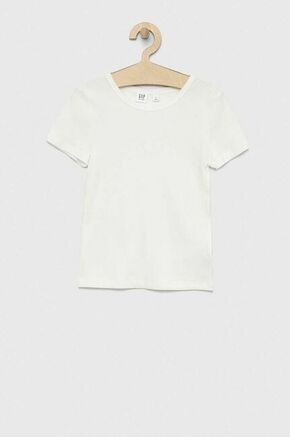 Otroška bombažna kratka majica GAP bela barva - bela. Otroška Lahkotna kratka majica iz kolekcije GAP. Model izdelan iz rebraste pletenine.