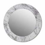 tulup.si Okroglo stensko okrasno ogledalo Beli marmor fi 50 cm