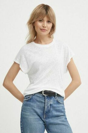 Lanena kratka majica Calvin Klein bela barva
