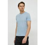 Bombažna kratka majica Sisley moški - modra. Kratka majica iz kolekcije Sisley, izdelana iz tanke, elastične pletenine. Model iz zračne bombažne tkanine.