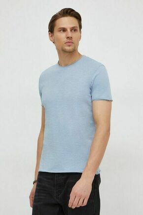 Bombažna kratka majica Sisley moški - modra. Kratka majica iz kolekcije Sisley