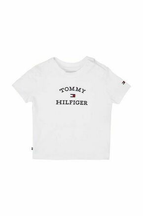 Kratka majica za dojenčka Tommy Hilfiger bela barva - bela. Kratka majica za dojenčka iz kolekcije Tommy Hilfiger. Model izdelan iz pletenine s potiskom.