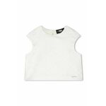 Otroška bluza Karl Lagerfeld bež barva - bež. Bluza iz kolekcije Karl Lagerfeld, izdelana iz tkanine. Model iz tankega materiala je idealen za toplejše letne čase.