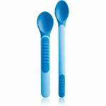 MAM MAM Heat Sensitive Spoons &amp; Cover 6m+ Blue žlička z temperaturnim indikatorjem prevroče hrane 1 kos za otroke