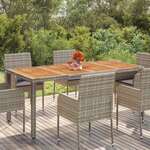 vidaXL Vrtna miza z leseno mizno ploščo siva 190x90x75 cm poli ratan
