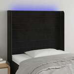 shumee LED posteljno vzglavje črno 93x16x118/128 cm žamet