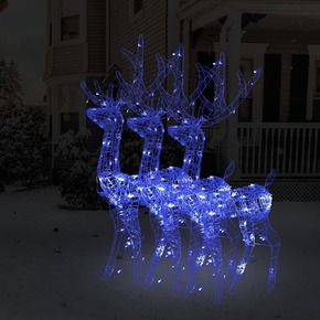 VidaXL Božični severni jeleni iz akrila 3 kosi 120 cm modri
