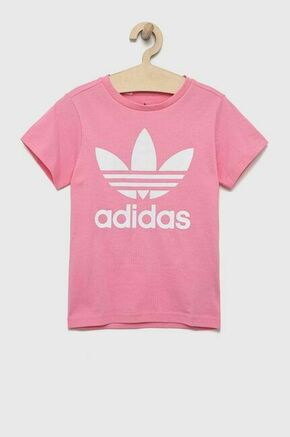 Otroška bombažna kratka majica adidas Originals TREFOIL roza barva - roza. Otroška lahkotna kratka majica iz kolekcije adidas Originals. Model izdelan iz pletenine