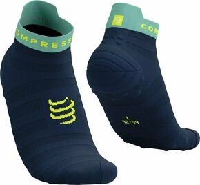 Compressport Pro Racing Socks V4.0 Ultralight Run Low Dress Blues/Eggshell Blue/Green Sheen T1 Tekaške nogavice
