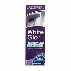 White Glo 2 in 1 with Mouthwash komplet za beljenje zob 100 ml