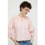 Bombažna srajca Desigual GISELLE ženska, roza barva, 24SWBW12 - roza. Srajca iz kolekcije Desigual, izdelana iz enobarvne tkanine. Model iz izjemno udobne bombažne tkanine.