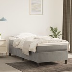 Greatstore Box spring postelja z vzmetnico svetlo siv 90x190 cm žamet