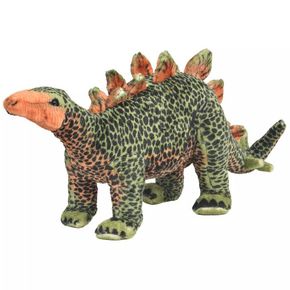 VidaXL Stoječi plišasti dinozaver stegozaver XXL zelen in oranžen