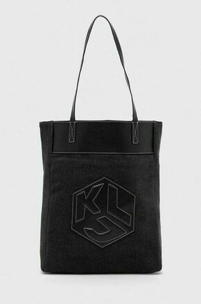 Torbica Karl Lagerfeld Jeans črna barva - črna. Velika nakupovalna torbica iz kolekcije Karl Lagerfeld Jeans. Model na zapenjanje