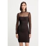 Obleka Herve Leger Amy rjava barva, HLT8539685 - rjava. Obleka iz kolekcije Herve Leger. Model izdelan iz kombinacija dveh različnih materialov.