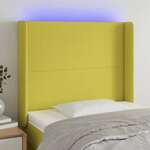 Greatstore LED posteljno vzglavje zeleno 103x16x118/128 cm blago