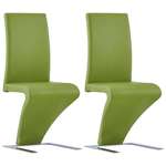 shumee Jedilni stoli cikcak oblike 2 kosa zeleno umetno usnje