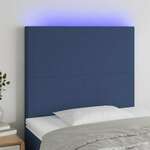 Vidaxl LED posteljno vzglavje modro 90x5x118/128 cm blago