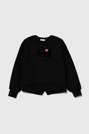 Otroški bombažen pulover Pinko Up črna barva - črna. Pulover iz kolekcije Pinko Up. Model izdelan iz pletenine s potiskom.