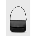 Usnjena torbica A.P.C. črna barva - črna. Majhna torbica iz kolekcije A.P.C. Model na zapenjanje, izdelan iz naravnega usnja. Lahek in udoben model, idealen za vsakodnevno nošenje.