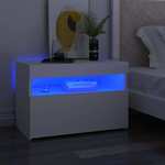 vidaXL Nočna omarica z LED lučkami bela 60x35x40 cm iverna plošča