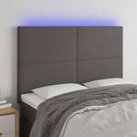Greatstore LED posteljno vzglavje sivo 144x5x118/128 cm umetno usnje