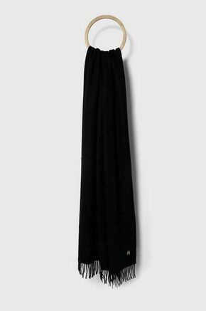 Volnen šal Tommy Hilfiger črna barva - črna. Šal iz kolekcije Tommy Hilfiger. Model izdelan iz debele pletenine.