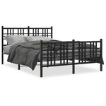vidaXL Kovinski posteljni okvir z vzglavjem in vznožjem črn 137x190 cm