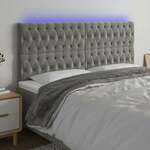 Greatstore LED posteljno vzglavje svetlo sivo 200x7x118/128 cm žamet