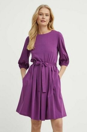 Bombažna obleka Weekend Max Mara vijolična barva