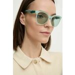 Sončna očala Emporio Armani ženski, turkizna barva - turkizna. Sončna očala iz kolekcije Emporio Armani. Model s prozornimi stekli in okvirji iz plastike. Ima filter UV 400.