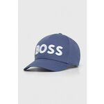 Kapa s šiltom BOSS - modra. Kapa s šiltom vrste baseball iz kolekcije BOSS. Model izdelan iz tkanine z nalepko.