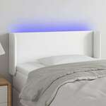 Greatstore LED posteljno vzglavje belo 93x16x78/88 cm umetno usnje