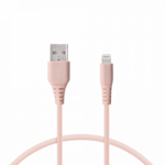 Ksix Kabel za prenos podatkov, Soft, USB-A na lightning, 1,0m, roza