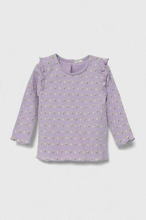 Majica z dolgimi rokavi za dojenčka United Colors of Benetton vijolična barva - vijolična. Majica z dolgimi rokavi za dojenčka iz kolekcije United Colors of Benetton. Model izdelan iz mehke pletenine. Izjemno udobna tkanina z visoko vsebnostjo...
