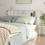 shumee Vzglavje postelje s policami, sijajna bela, 200x19x103,5 cm