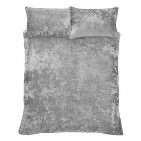 Siva žametna posteljnina za zakonsko posteljo 200x200 cm Crushed – Catherine Lansfield