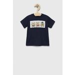 Otroška bombažna majica Birba&amp;Trybeyond mornarsko modra barva - mornarsko modra. Kratka majica za dojenčka iz kolekcije Birba&amp;Trybeyond. Model izdelan iz mehke pletenine. Nežen material, prijeten na dotik.