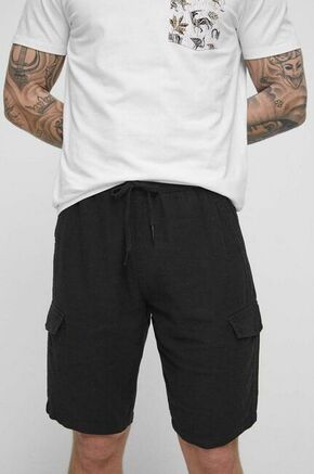 Lanene kratke hlače Medicine črna barva - črna. Kratke hlače iz kolekcije Medicine. Model izdelan iz gladke tkanine.