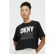 Bombažna kratka majica Dkny ženski, črna barva - črna. Kratka majica iz kolekcije Dkny, izdelana iz tanke, elastične pletenine. Model iz izjemno udobne bombažne tkanine.