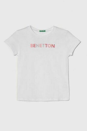 Otroška bombažna kratka majica United Colors of Benetton bela barva - bela. Otroške lahkotna kratka majica iz kolekcije United Colors of Benetton. Model izdelan iz visokokakovostne pletenine
