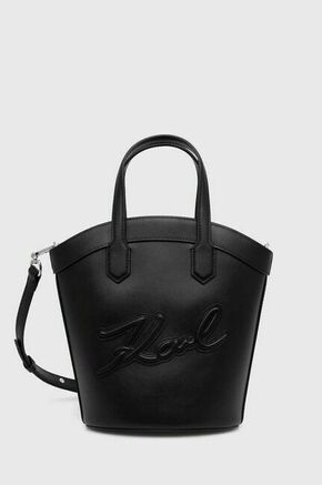 Torbica Karl Lagerfeld črna barva - črna. Torba iz kolekcje Karl Lagerfeld. Na zapenjanje model narejen iz kombinacije naravnega usnja in ekološkega usnja.