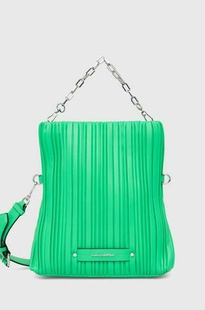 Torbica Karl Lagerfeld bež barva - zelena. Srednje velika torbica iz kolekcije Karl Lagerfeld. Model na zapenjanje