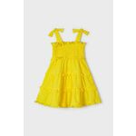 Otroška obleka Mayoral rumena barva - rumena. Otroška Obleka iz kolekcije Mayoral. Raven model izdelan iz enobarvne tkanine.