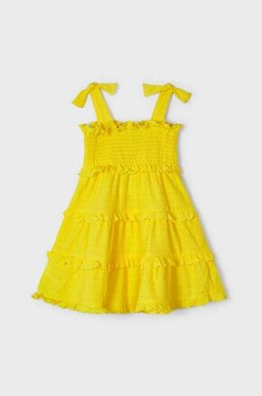 Otroška obleka Mayoral rumena barva - rumena. Otroška Obleka iz kolekcije Mayoral. Raven model izdelan iz enobarvne tkanine.