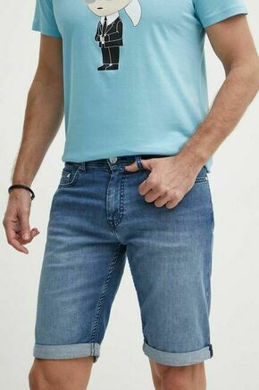 Jeans kratke hlače Karl Lagerfeld moški - modra. Kratke hlače iz kolekcije Karl Lagerfeld. Model izdelan iz jeansa. Lahkoten elastičen material zagotavlja popolno svobodo gibanja.