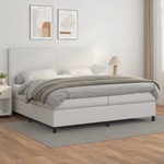 Box spring postelja z vzmetnico bela 200x200 cm umetno usnje - vidaXL - Bela - 93,08 - 200 x 200 cm - vidaXL