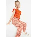 Otroške bombažne hlače Mayoral oranžna barva - oranžna. Otroški Hlače iz kolekcije Mayoral. Model izdelan iz vzorčaste tkanine.
