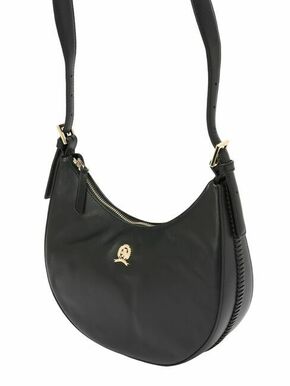 Usnjena torbica Tommy Hilfiger črna barva - črna. Majhna torbica iz kolekcije Tommy Hilfiger. Model na zapenjanje