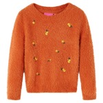 vidaXL Otroški pulover pleten ožgano oranžen 92